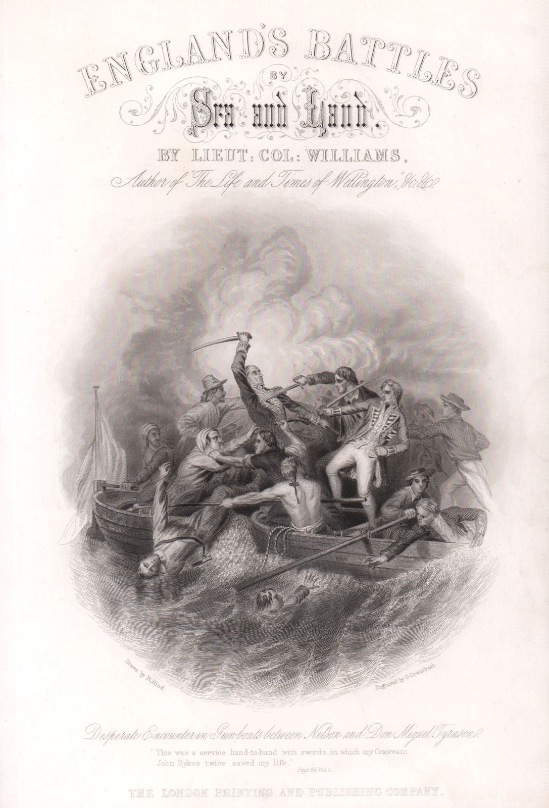 Gun-boat encounter between Nelson & Don Miguel Tyrason. Cadiz. TALLIS c1855